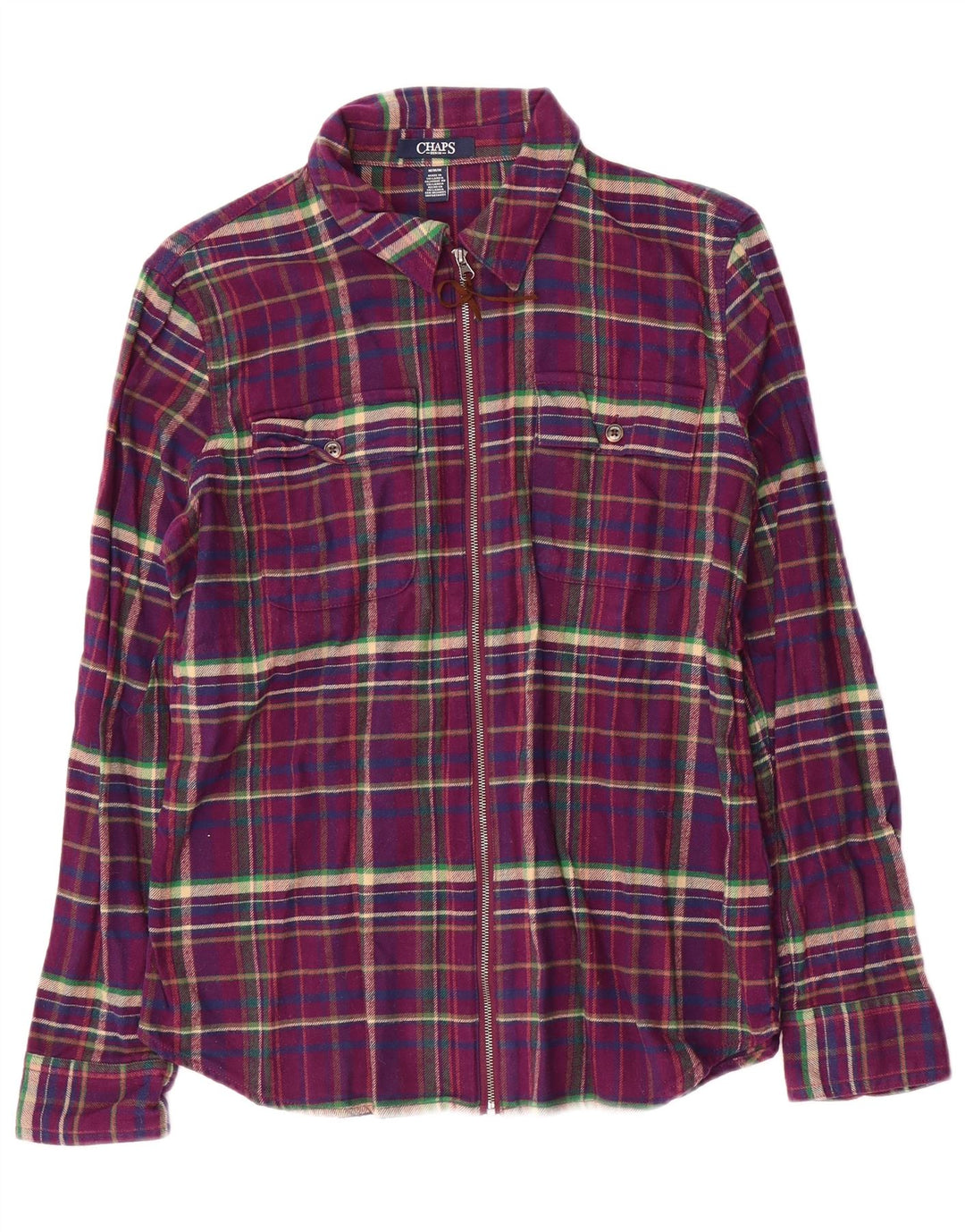 Chaps Dame Flanelskjorte UK 14 Medium Lilla Plaid Bomuld