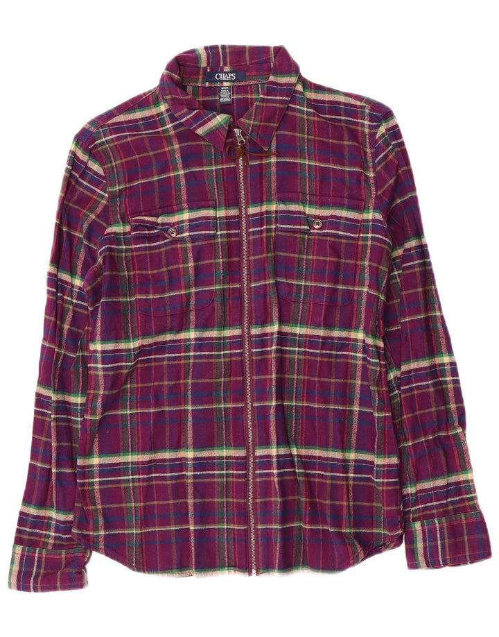 Chaps Dame Flanelskjorte UK 14 Medium Lilla Plaid Bomuld