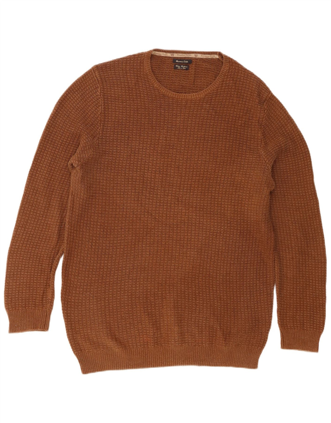 Massimo Dutti Herre Crew Neck Jumper Sweater Stor Brun Bomuld