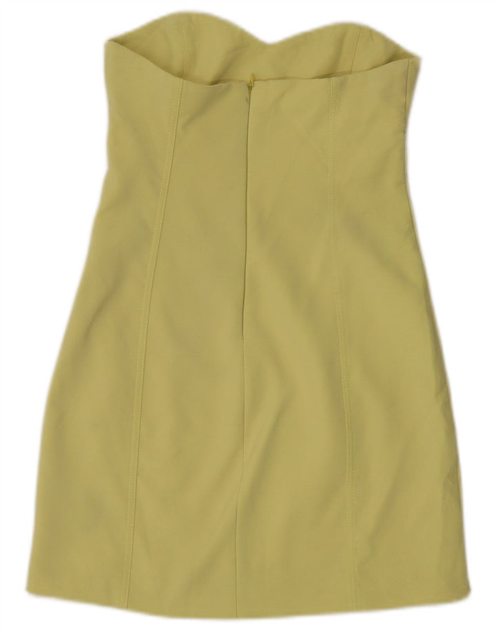 Zara Dame Stropløs Kjole UK 8 Lille Gul Polyester