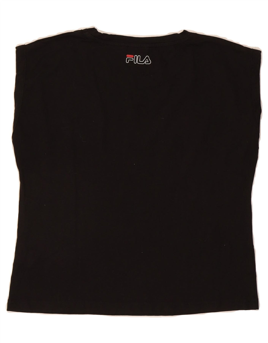 FILA Womens Graphic Vest Top UK 14 Medium Black Cotton Vintage Fila and Second-Hand Fila from Messina Hembry 