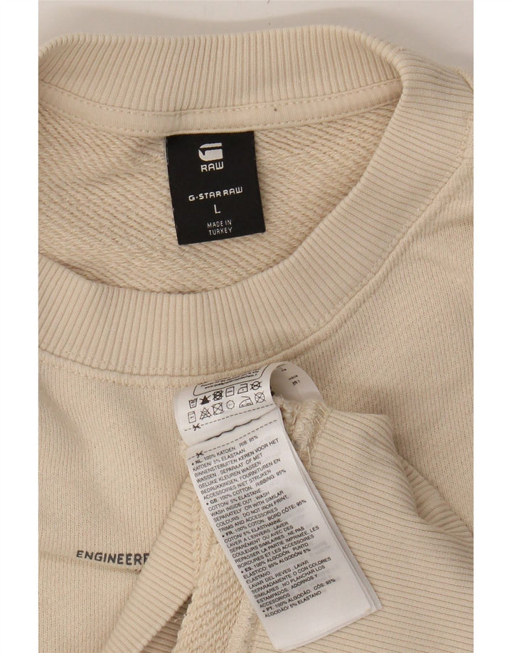 G-STAR Mens Graphic Sweatshirt Jumper Large Beige Cotton Vintage G-Star and Second-Hand G-Star from Messina Hembry 