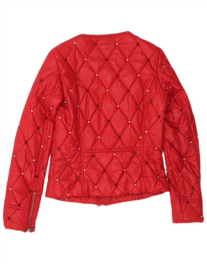 Guess By Marciano Quiltet jakke til kvinder IT 42 Medium rød plettet polyamid