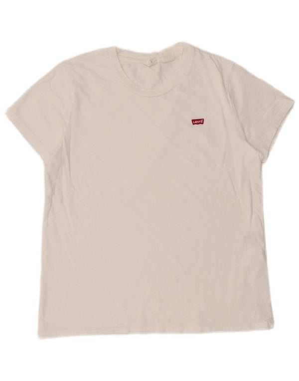 Levi's Dame T-Shirt Top UK 12 Medium Hvid Bomuld