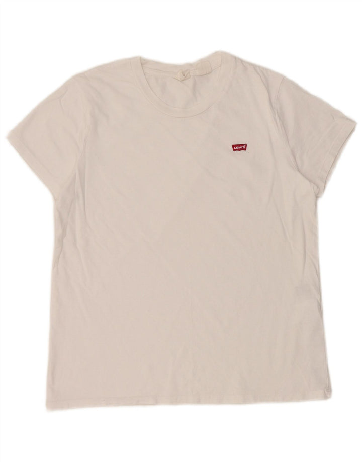 Levi's Dame T-Shirt Top UK 12 Medium Hvid Bomuld