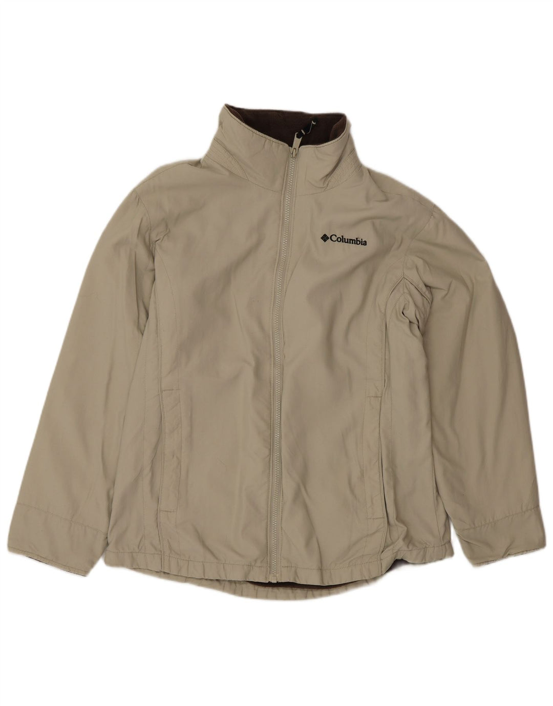 Columbia Dame Oversized Windbreaker Jacket UK 10 Small Beige Nylon