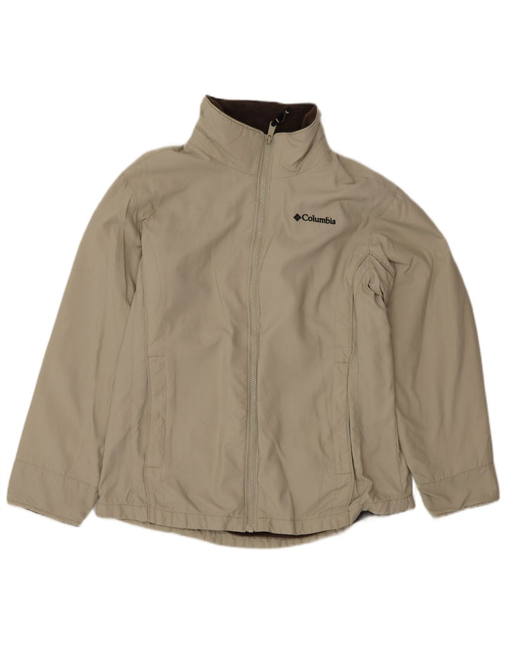 Columbia Dame Oversized Windbreaker Jacket UK 10 Small Beige Nylon