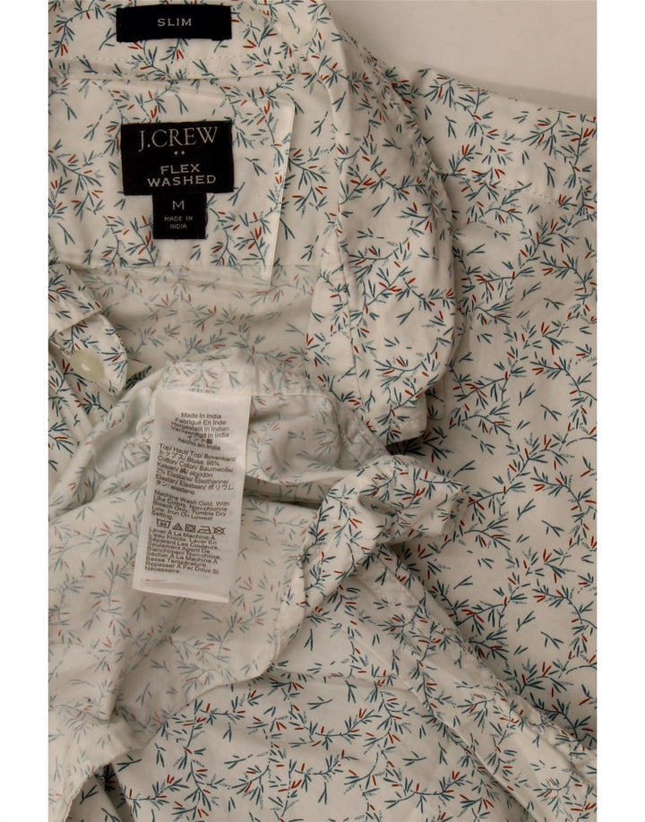J. Crew Herre Slim Shirt Medium White Floral Bomuld