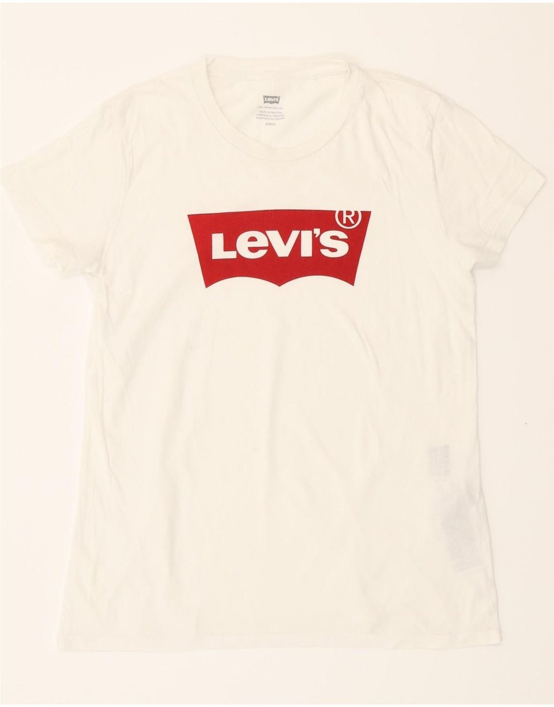 LEVI'S Womens Graphic T-Shirt Top UK 10 Small White Cotton Vintage Levi's and Second-Hand Levi's from Messina Hembry 
