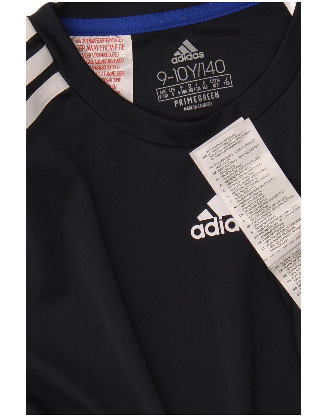 Adidas Boys T-Shirt Top 9-10 år Navy Blue Colourblock Polyester