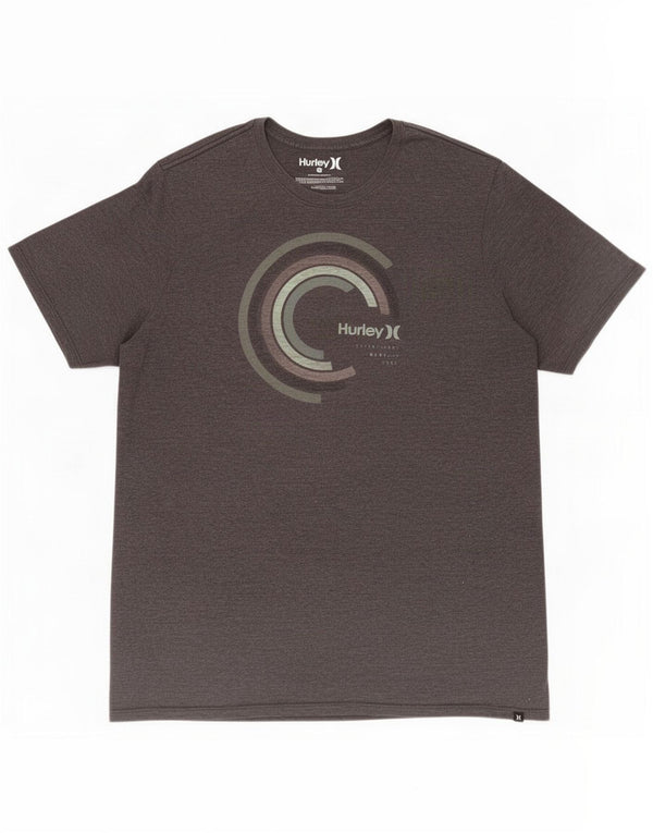 Hurley Herre Grafisk T-Shirt Top 2XL Grå Bomuld