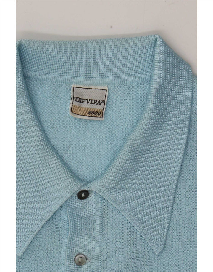 Trevira Herre Polo Neck sweater Medium Blue
