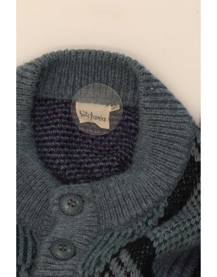 Stefania Herre Cardigan Sweater IT 50 Medium Blue Geometric