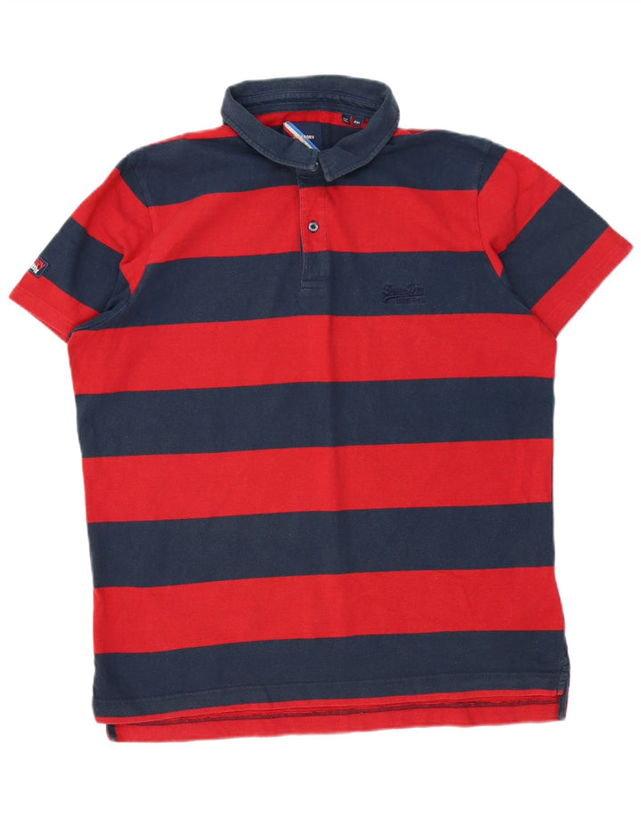 Superdry herre poloshirt 2XL rødstribet bomuld