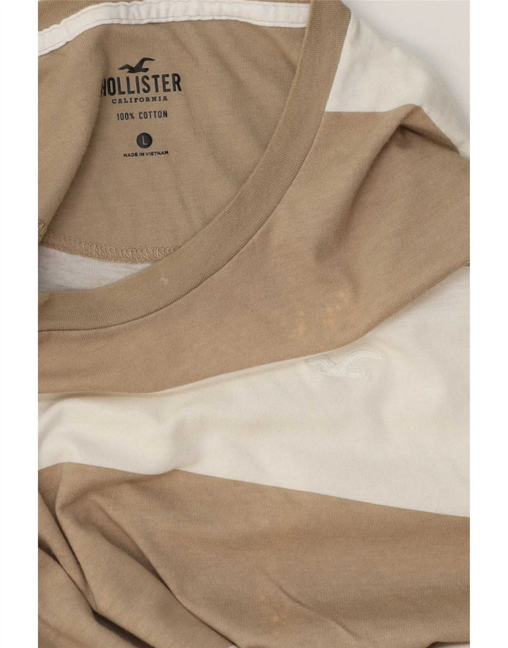 Hollister herre T-shirt top mellem brun stribet bomuld