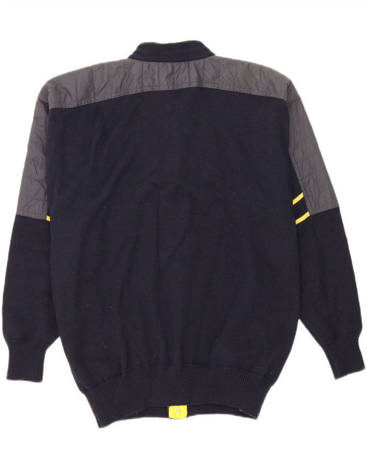 KAPPA Mens Cardigan Sweater Medium Navy Blue Colourblock Wool Vintage Kappa and Second-Hand Kappa from Messina Hembry 