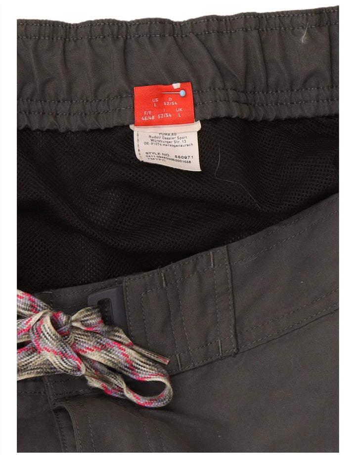 PUMA Badeshorts til mænd, store grå blomster