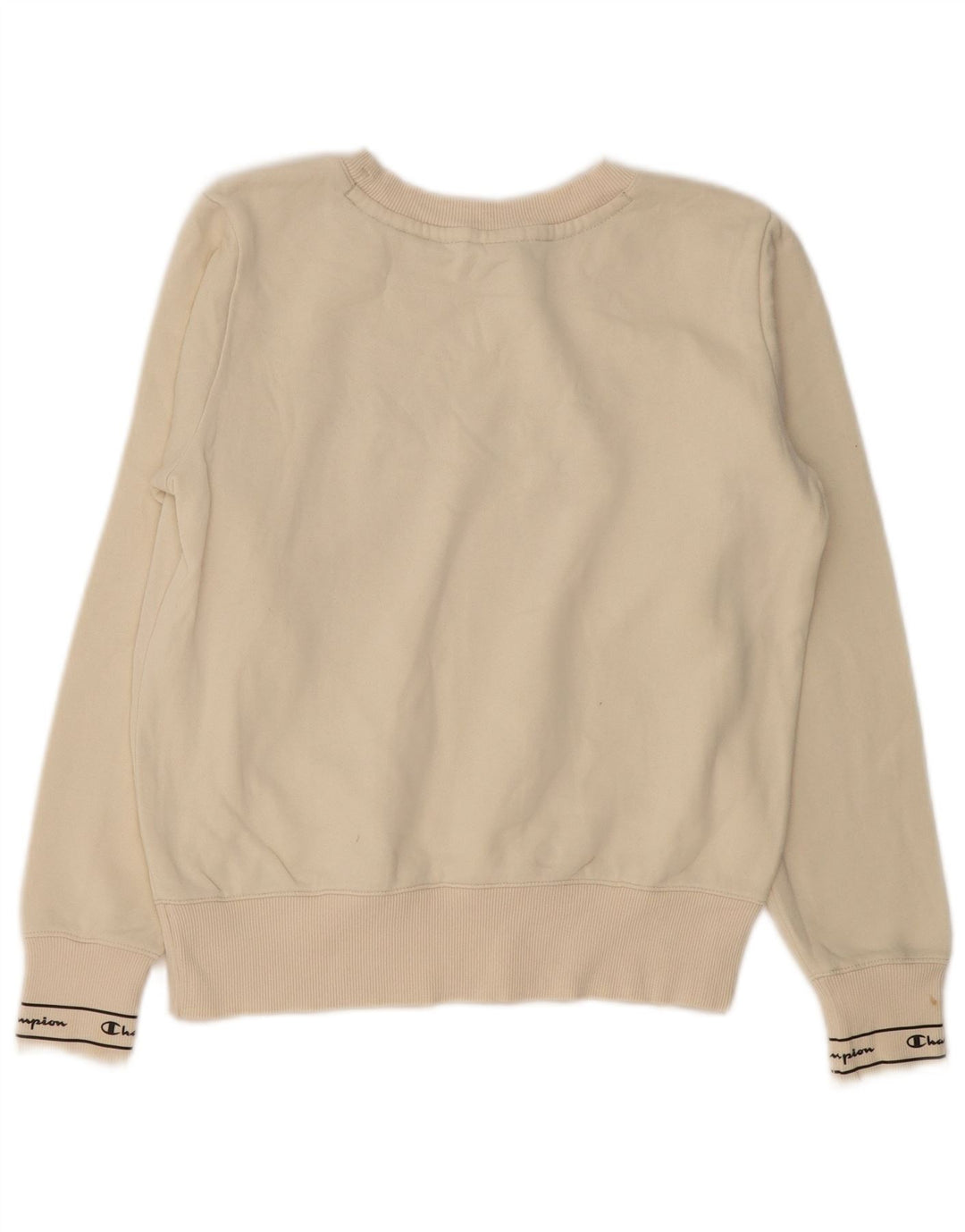 Champion Dame Grafisk Oversized Sweatshirt Jumper UK 10 Small Off White
