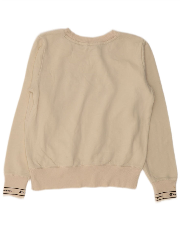 Champion Dame Grafisk Oversized Sweatshirt Jumper UK 10 Small Off White