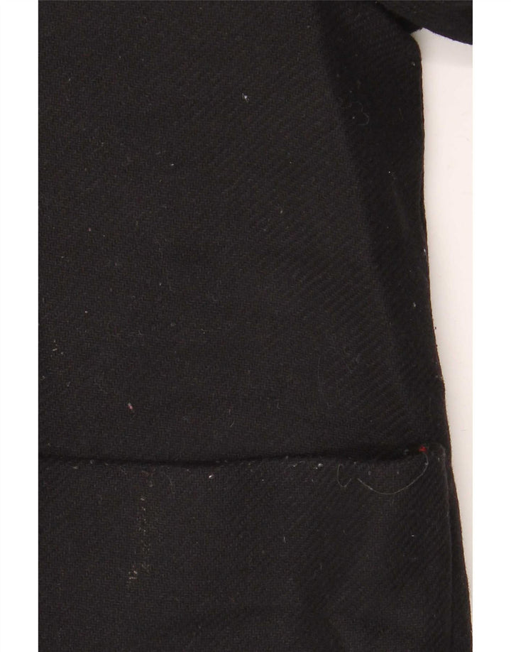 Zara Dame Hætte Oversized Overfrakke UK 10 Small Black Wool