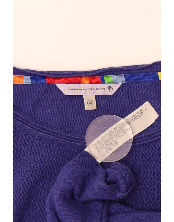 FAT FACE Dame Kortærmet Boat Neck Jumper Sweater UK 16 Large Purple