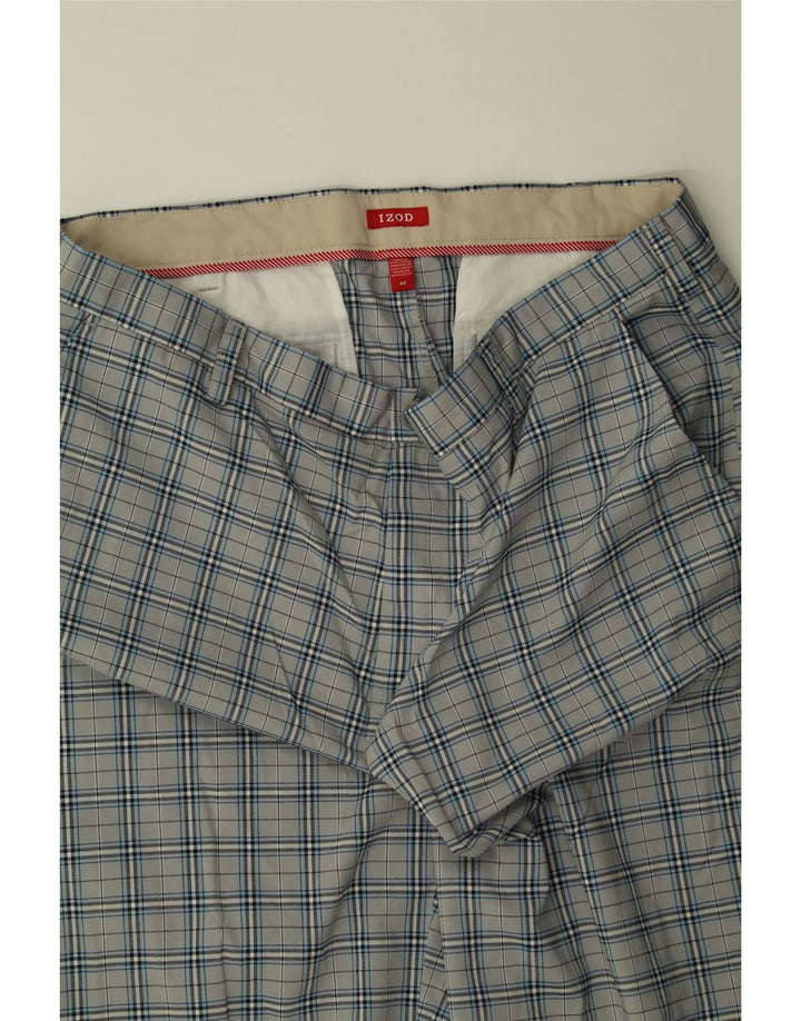 IZOD Mens Chino Shorts W40 XL Grey Check Polyester Vintage Izod and Second-Hand Izod from Messina Hembry 
