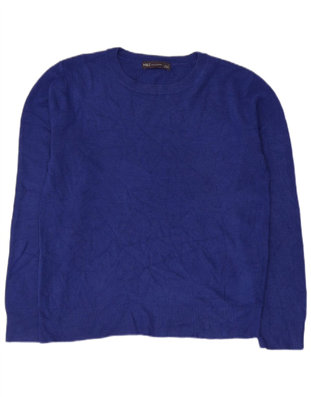 Marks & Spencer Dame Boat Neck Jumper Sweater UK 12 Medium Blue Acryl