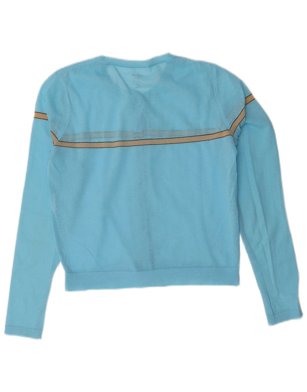 Marccain Womens Crop Cardigan Sweater UK 14 Mellem blå stribet