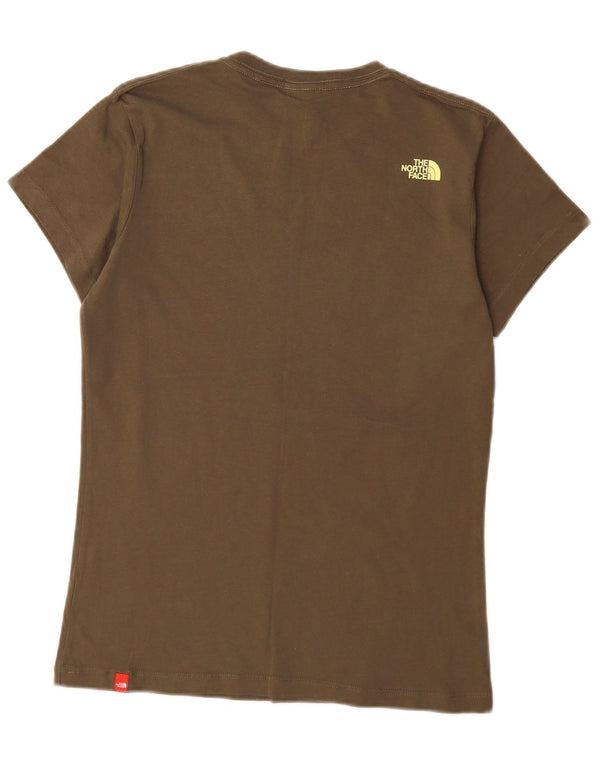The North Face Kvinders Grafisk T-Shirt Top UK 16 Stor Khaki Bomuld