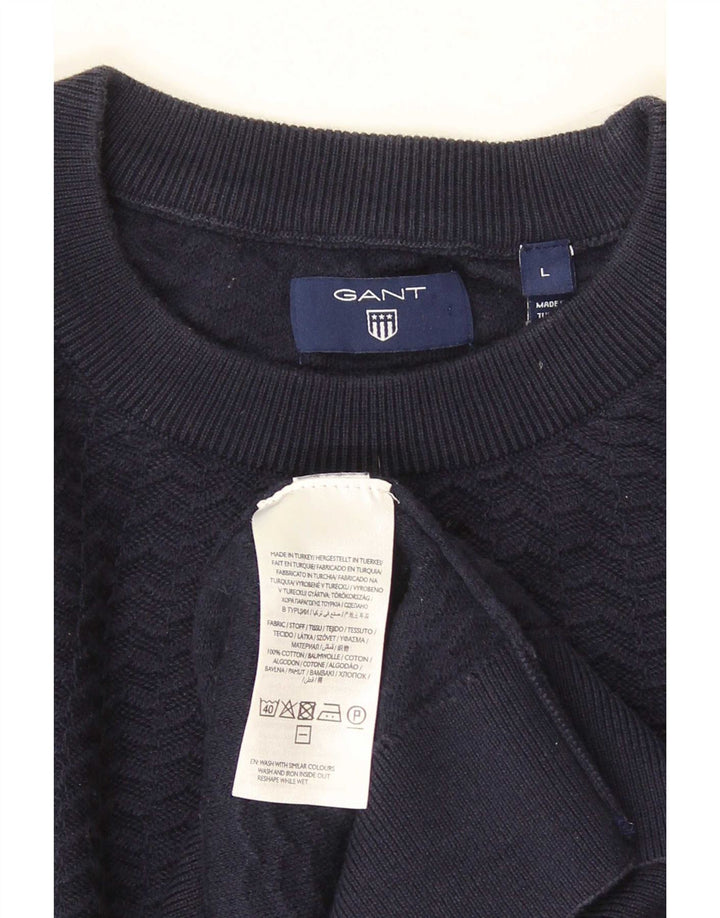 Gant herre rund hals sweater stor marineblå Chevron bomuld