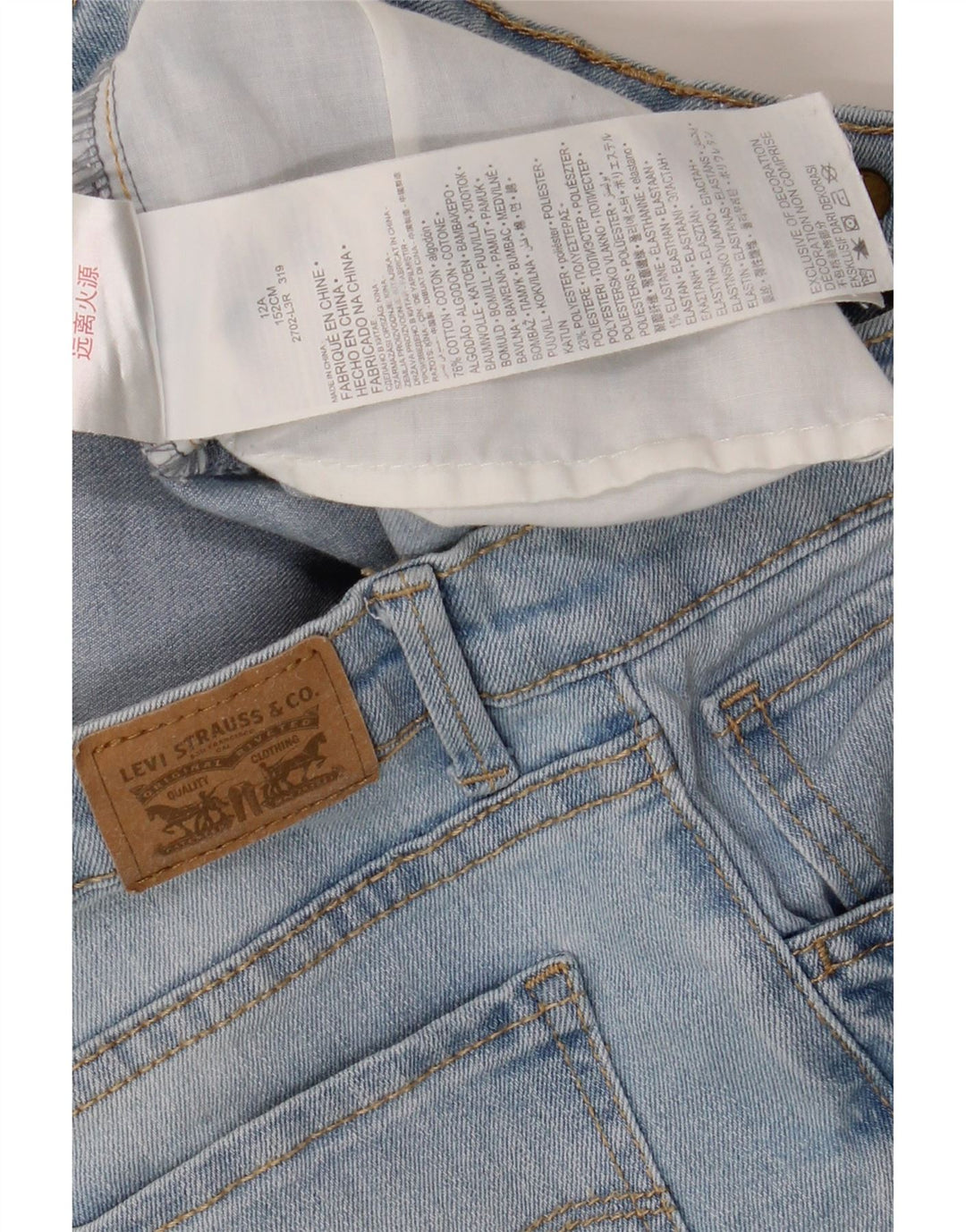 LEVI'S Girls 710 Super Skinny Jeans 11-12 år W28 L27 Blå Bomuld