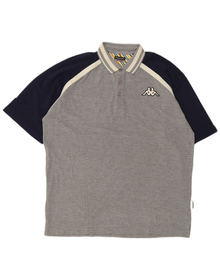 Kappa Polo Shirt til mænd 2XL Grå Colourblock Bomuld