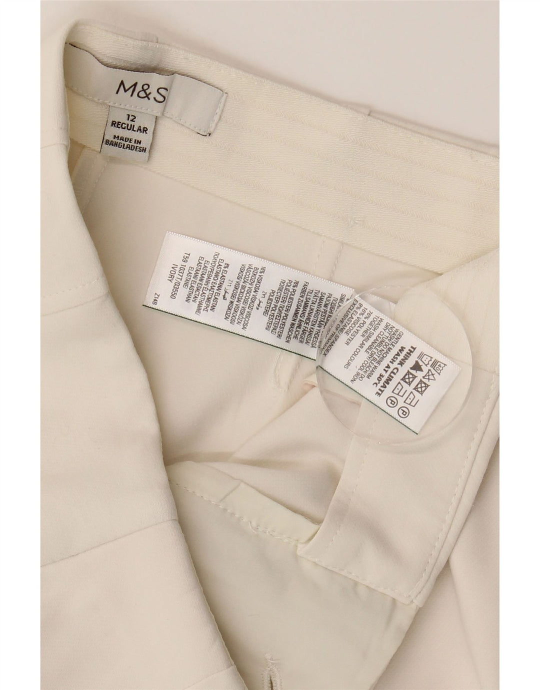 Marks & Spencer Dame Slim Cropped Trousers UK 12 Medium W30 L26 Off White