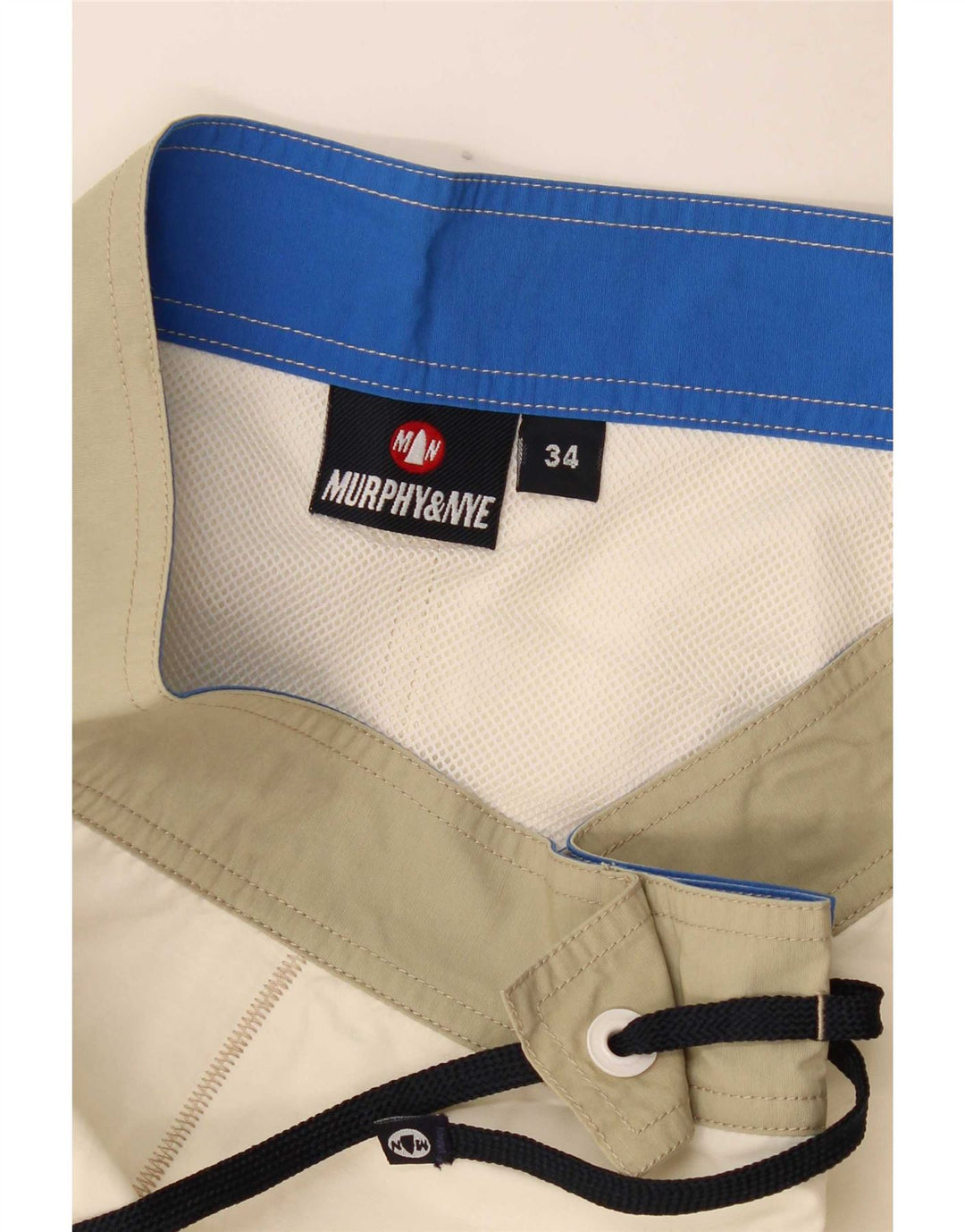 Murphy & Nye Grafiske svømmeshorts til mænd, store hvide farveblok polyamid