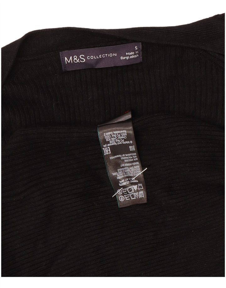Marks & Spencer Womens Open Cardigan Sweater UK 10 Small Black Viscose
