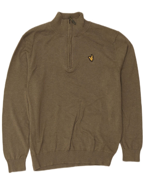 Lyle & Scott Dame sweater med lynlås-hals UK 20 2XL Khaki Bomuld