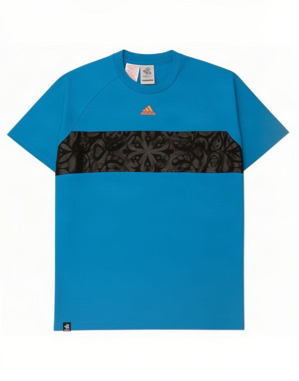 Adidas Boys Grafisk T-Shirt Top 15-16 år Blå Colourblock Polyester