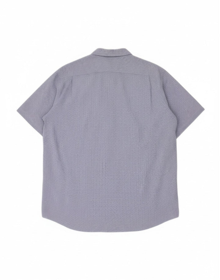 LACOSTE Mens Short Sleeve Shirt Size 41 Medium Blue Check Cotton