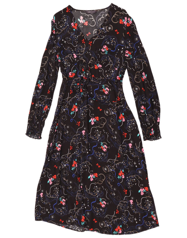 Marks & Spencer Langærmet Maxikjole til kvinder UK 12 Medium Black Floral
