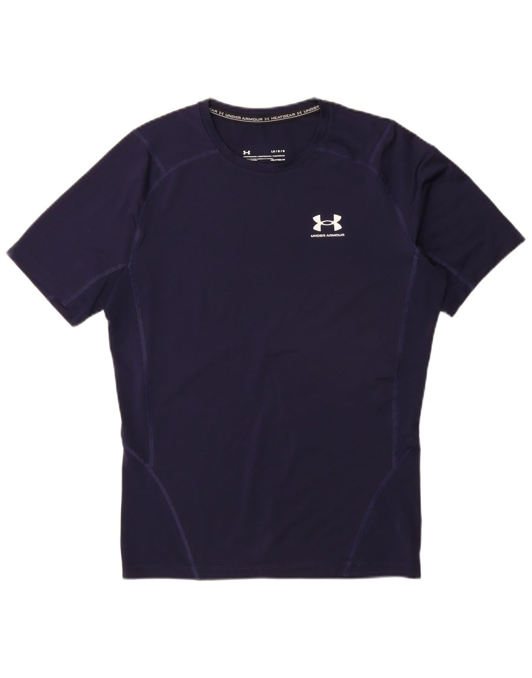 UNDER ARMOUR Herre Heat Gear T-Shirt Top Large Navy Blue Synthetic