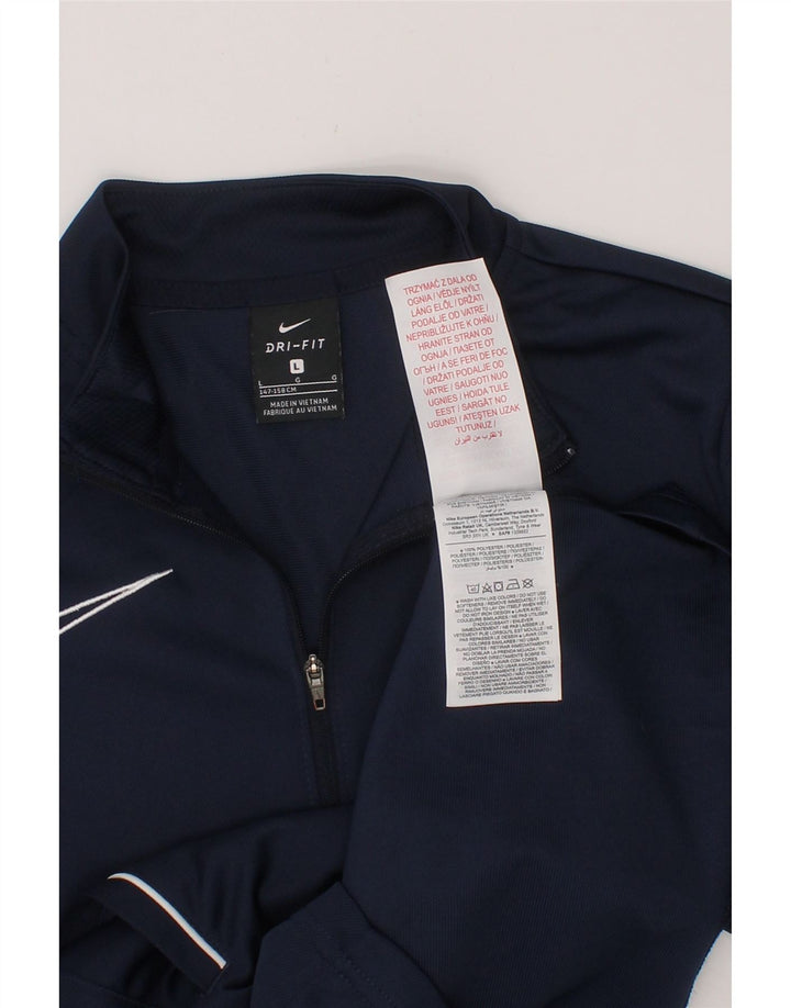 NIKE Boys Dri Fit Tracksuit Top Jacket 12-13 Large  Navy Blue Polyester Vintage Nike and Second-Hand Nike from Messina Hembry 