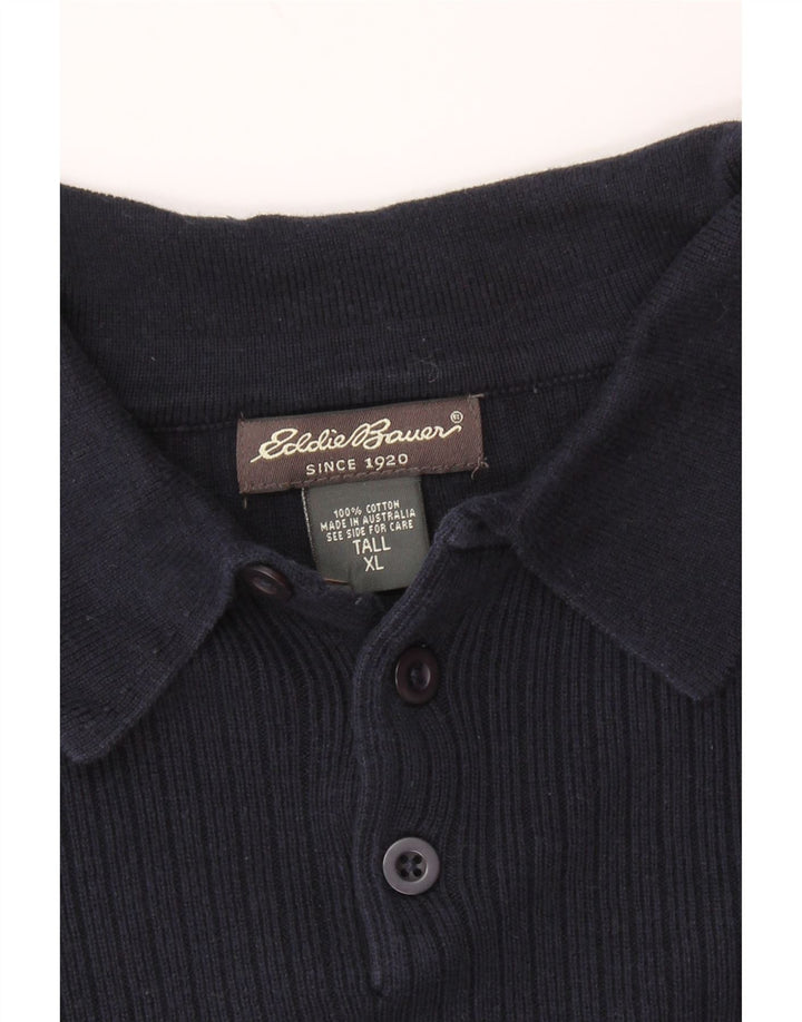 EDDIE BAUER Herre høj kortærmet polo-hals sweater XL marineblå