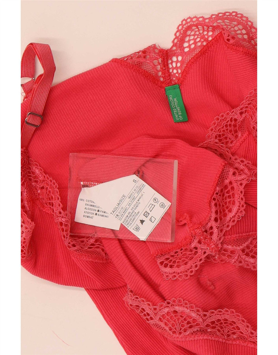 Benetton Dame Cami Top UK 8 Small Pink Bomuld