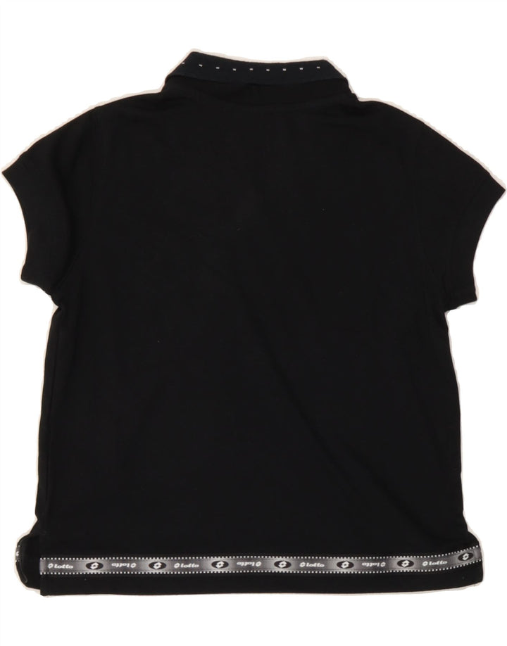 LOTTO Womens Graphic Polo Shirt UK 6 XS Black Polyester Vintage Lotto and Second-Hand Lotto from Messina Hembry 