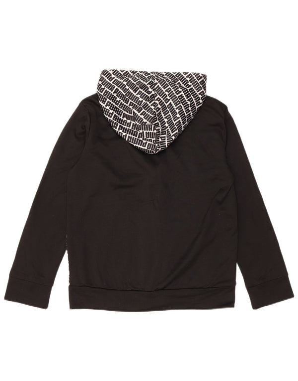 PUMA drenge grafisk hættetrøje med lynlås 10-11 år medium sort polyester