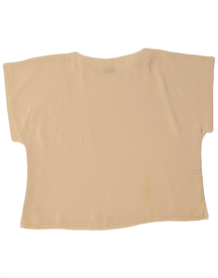 Vintage Dame T-Shirt Top UK 22 2XL Off White Polyester