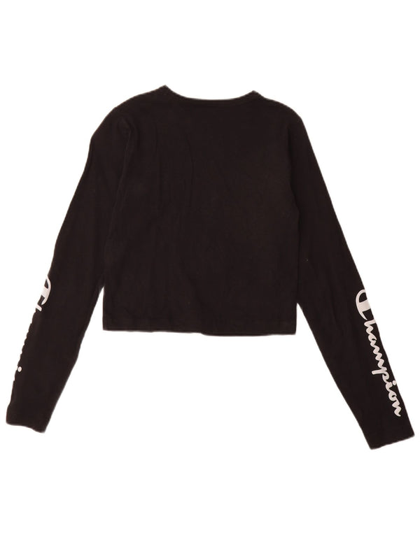 Champion Girls Crop Grafisk Top Langærmet 5-6 år XS Sort Bomuld