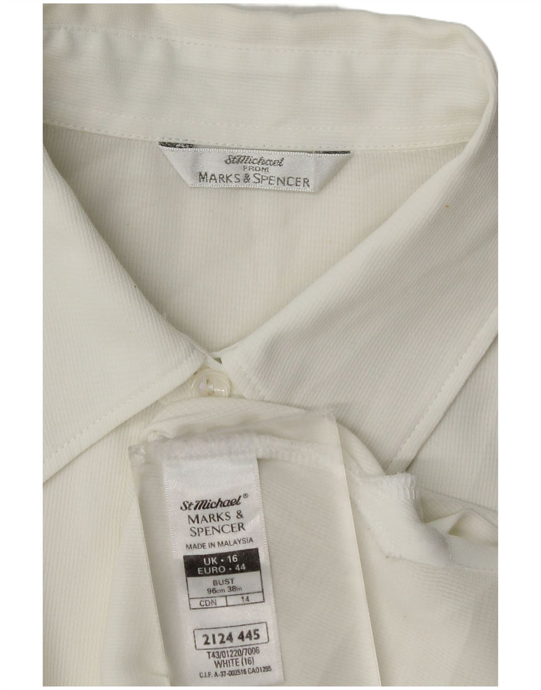 Marks & Spencer ærmeløs skjortebluse til kvinder UK 16 Stor hvid polyester