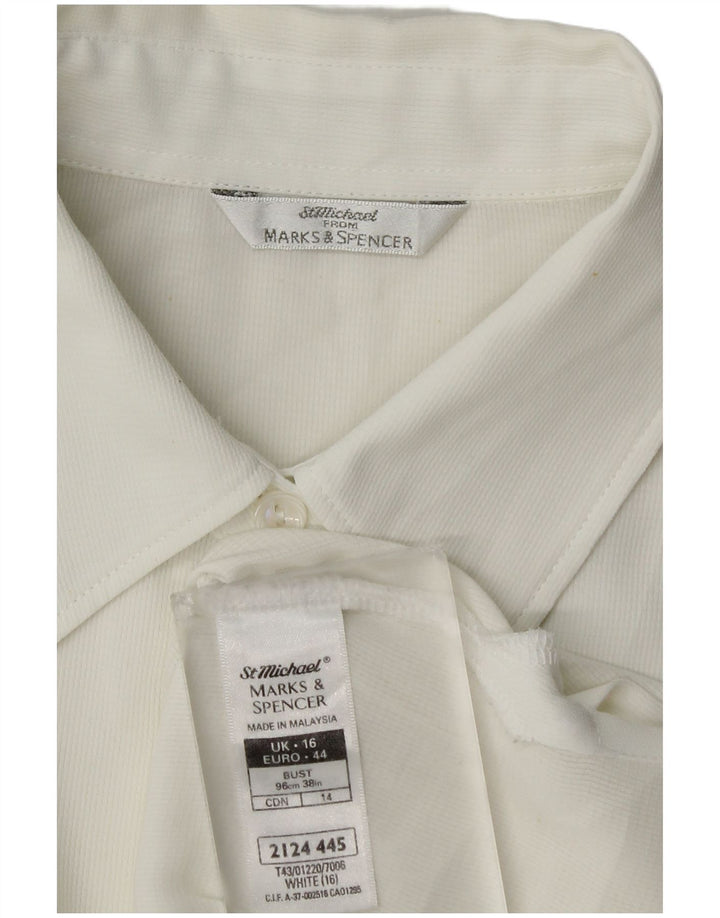Marks & Spencer ærmeløs skjortebluse til kvinder UK 16 Stor hvid polyester