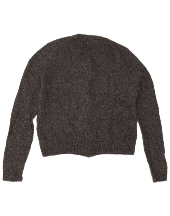 Zara Dame Cardigan Sweater UK 10 Lille Grå Uld